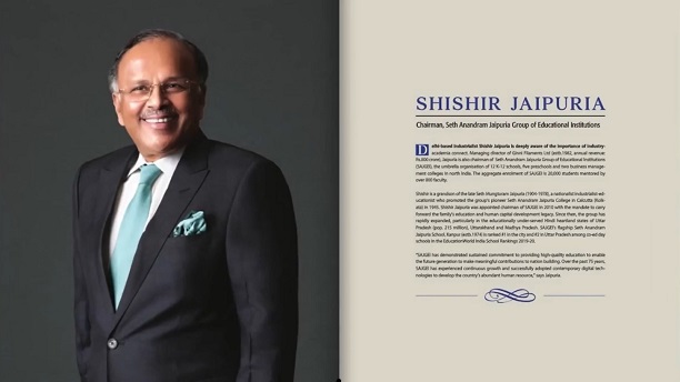 Mr Shishir Jaipuria Selected Among the 21 Leaders Transforming Indian Education by Education World